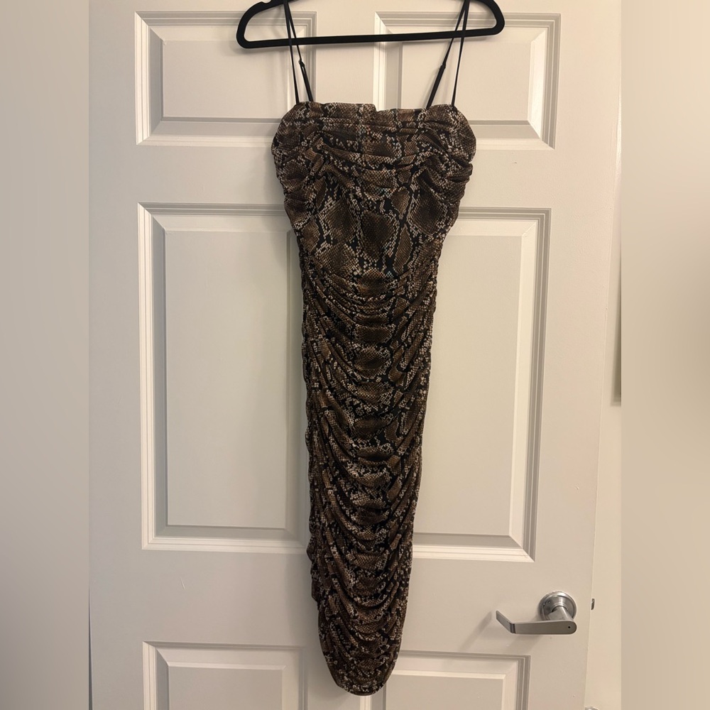Babaton Corset Brown Snake Print Dress